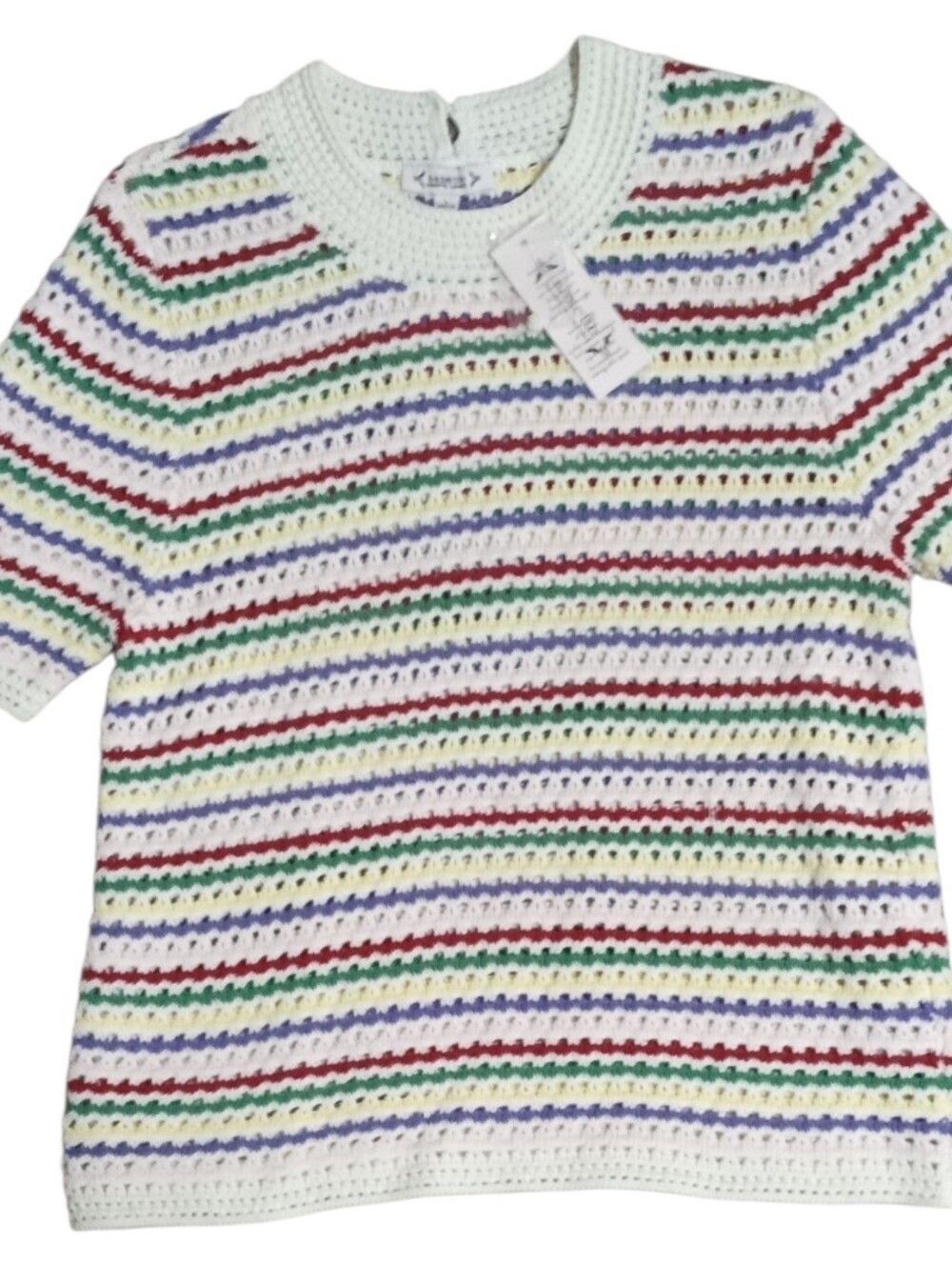New Nanette Lepore Crochet Sweater Striped Size Large NWT